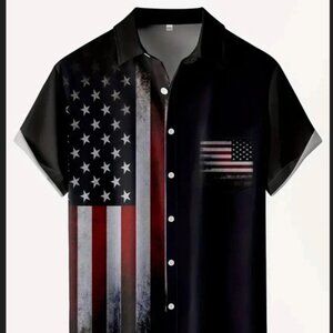 Button Down Shirt Men American USA Flag Patriotic, Size XXL, No Tags